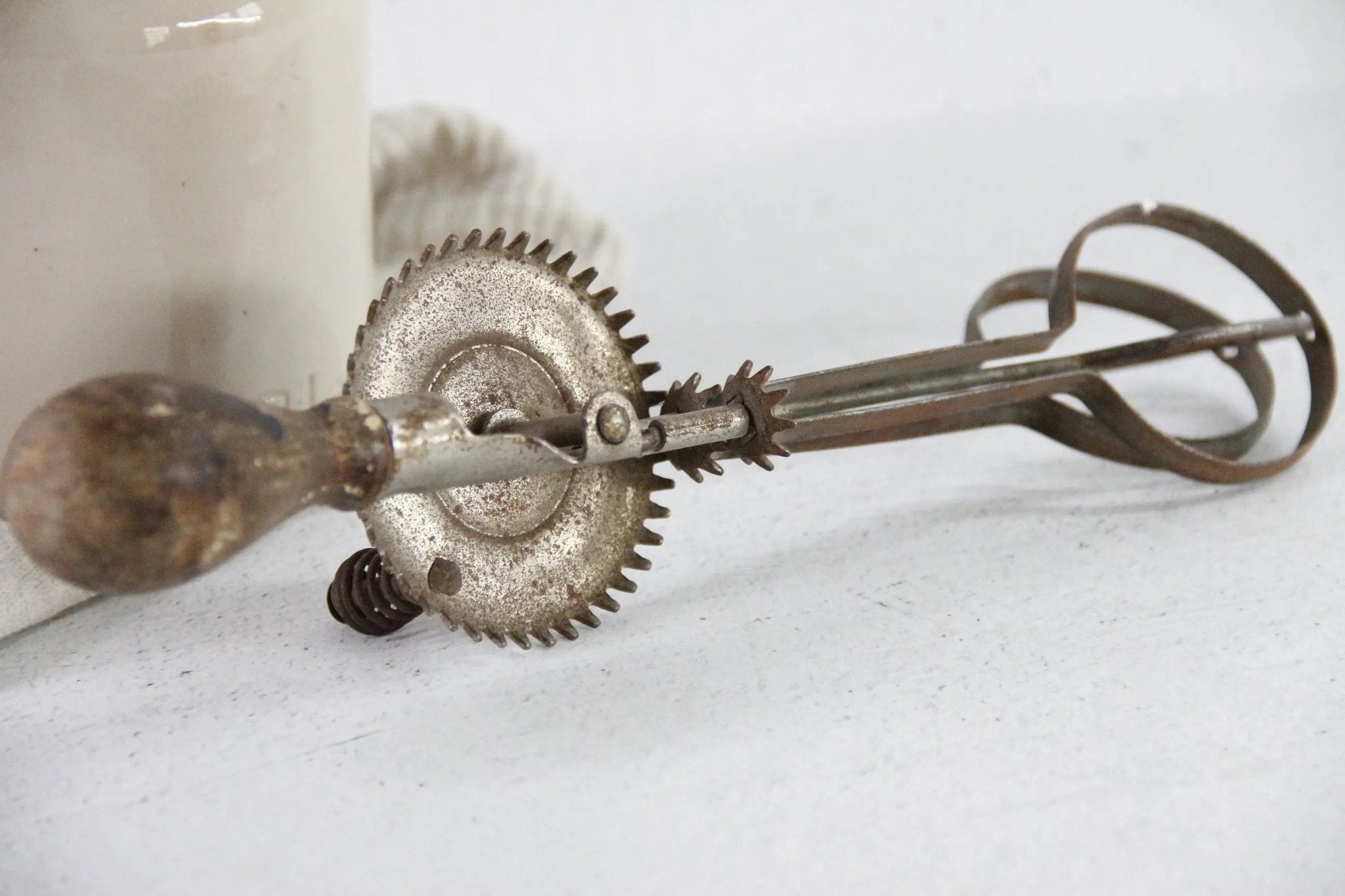 Antique Egg Beater | Farmhouse Kitchen Hand Mixer - Debra Hall Lifestyle