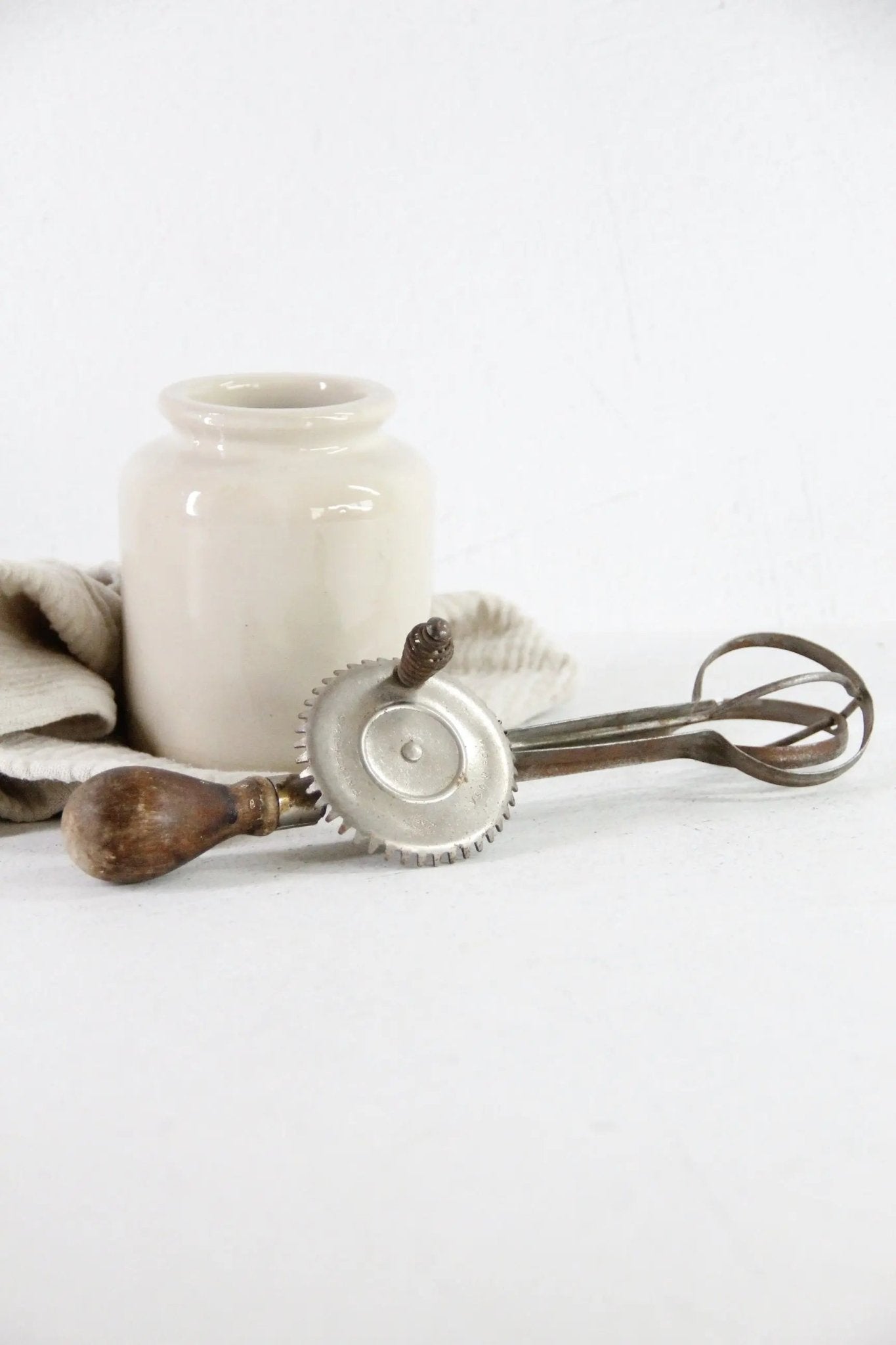 Antique Egg Beater | Farmhouse Kitchen Hand Mixer - Debra Hall Lifestyle