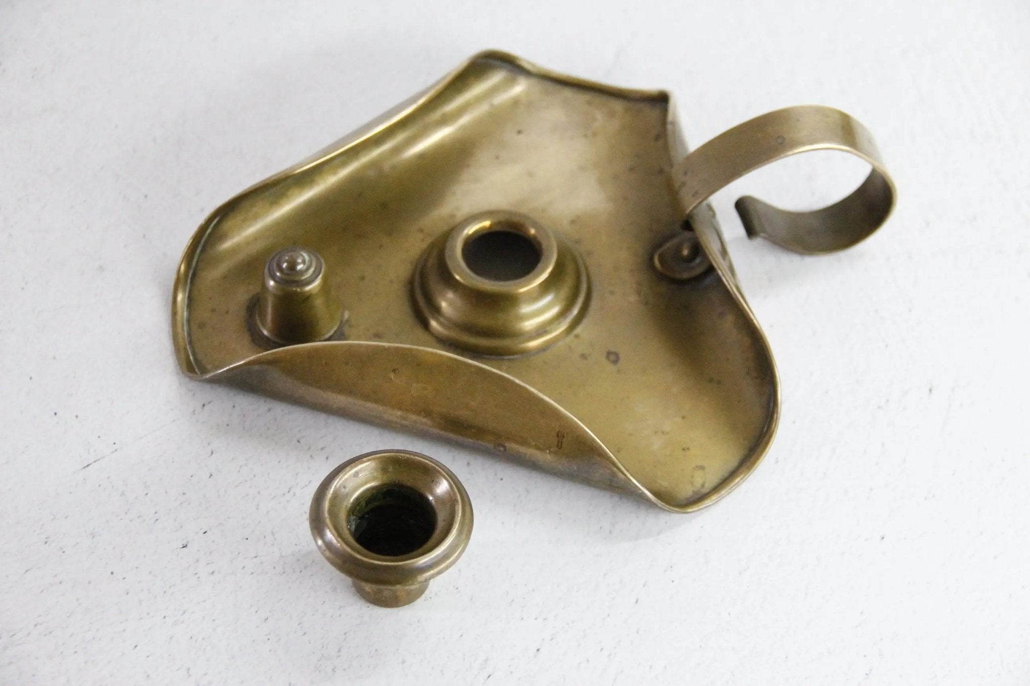 Antique English Chamberstick | 19th C. Brass Arts & Crafts Candle Holder - Debra Hall Lifestyle