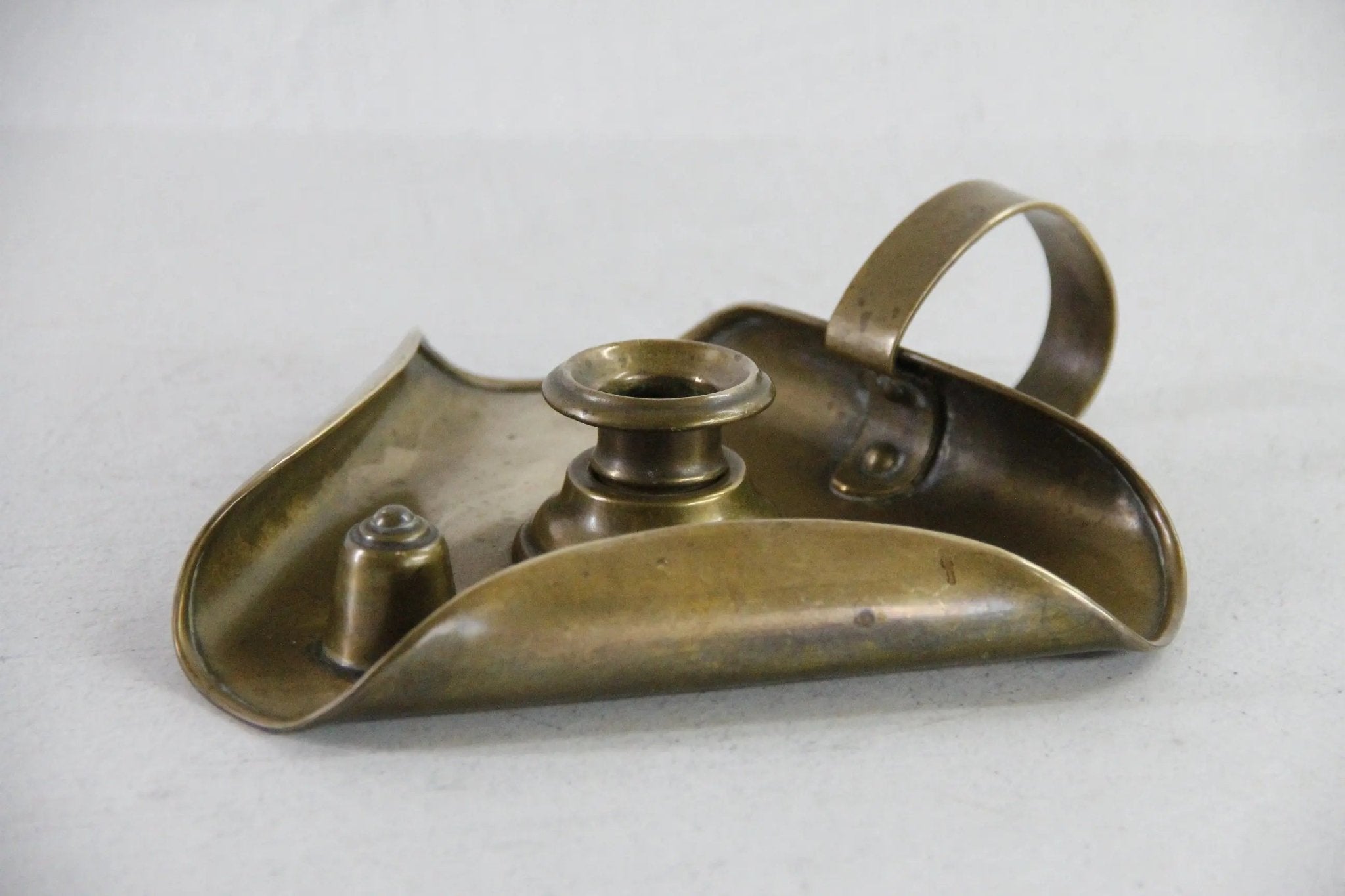 Antique English Chamberstick | 19th C. Brass Arts & Crafts Candle Holder - Debra Hall Lifestyle