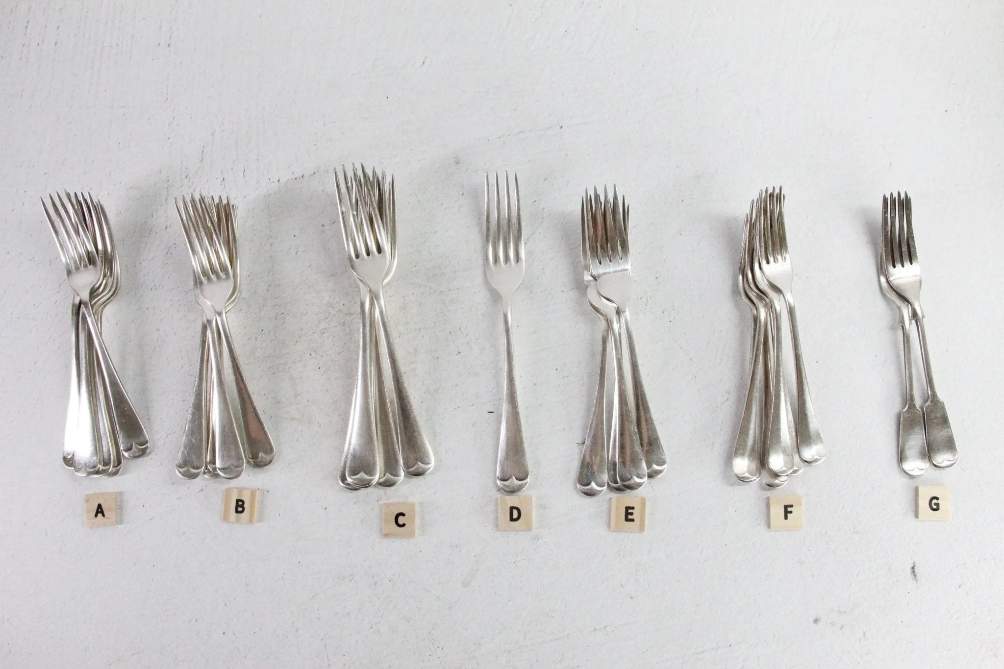 Antique English Flatware Forks Assorted Silverplate Makers - Debra Hall Lifestyle