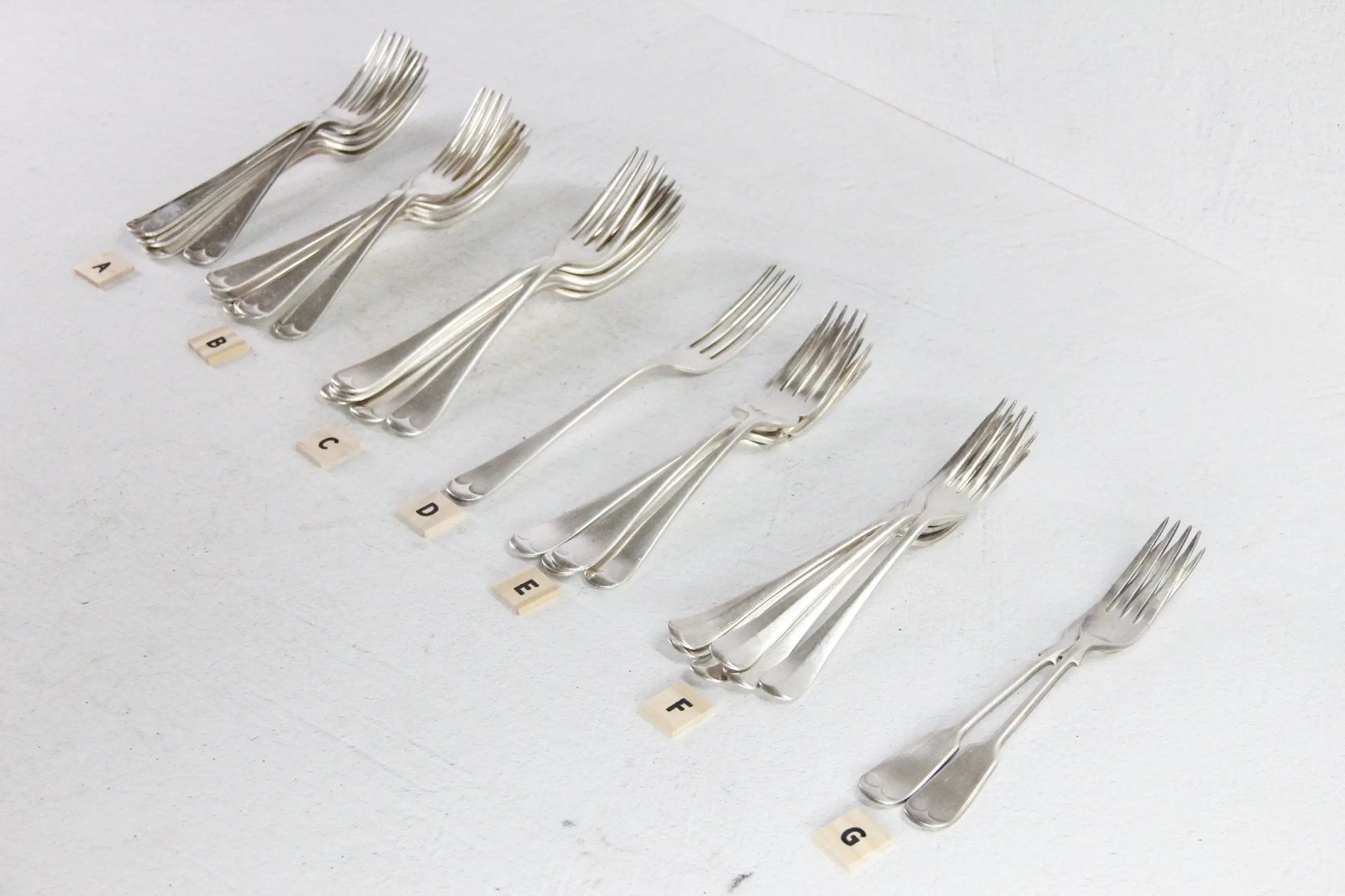 Antique English Flatware Forks Assorted Silverplate Makers - Debra Hall Lifestyle