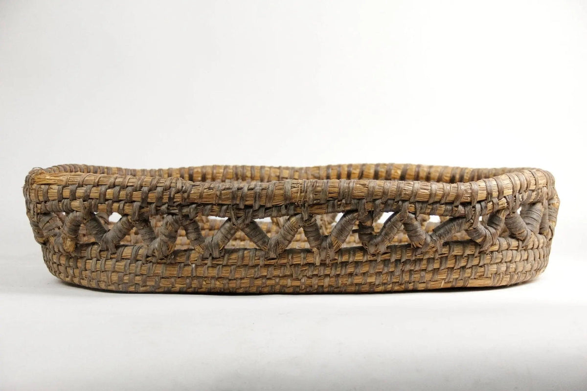 Antique French Basket | Large Woven Coiled Rye Grass Storage - Debra Hall Lifestyle