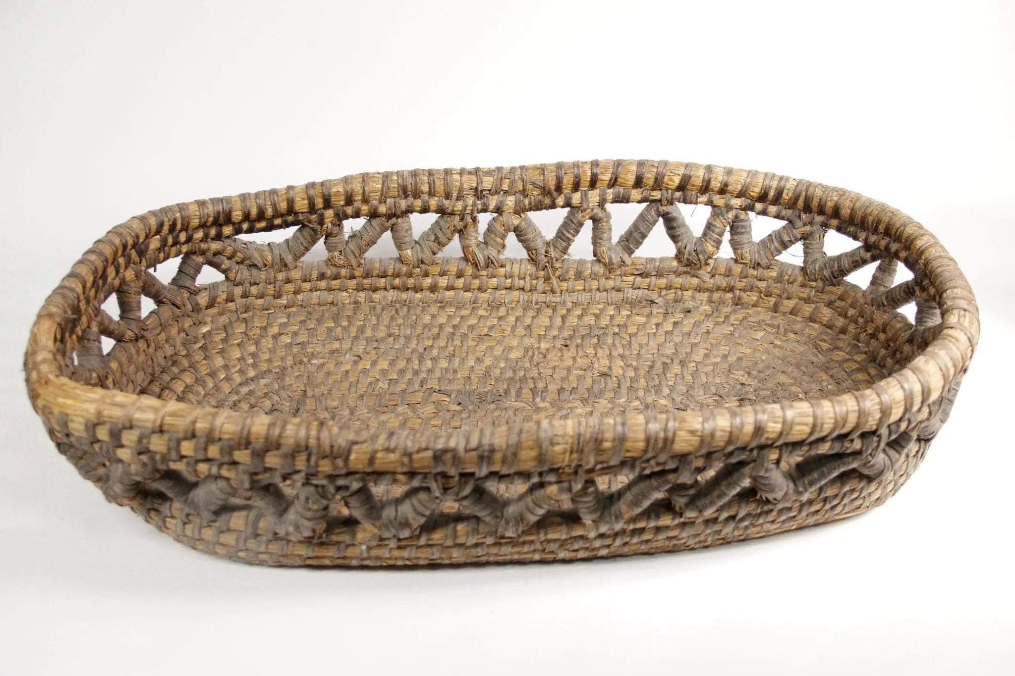 Antique French Basket | Large Woven Coiled Rye Grass Storage - Debra Hall Lifestyle