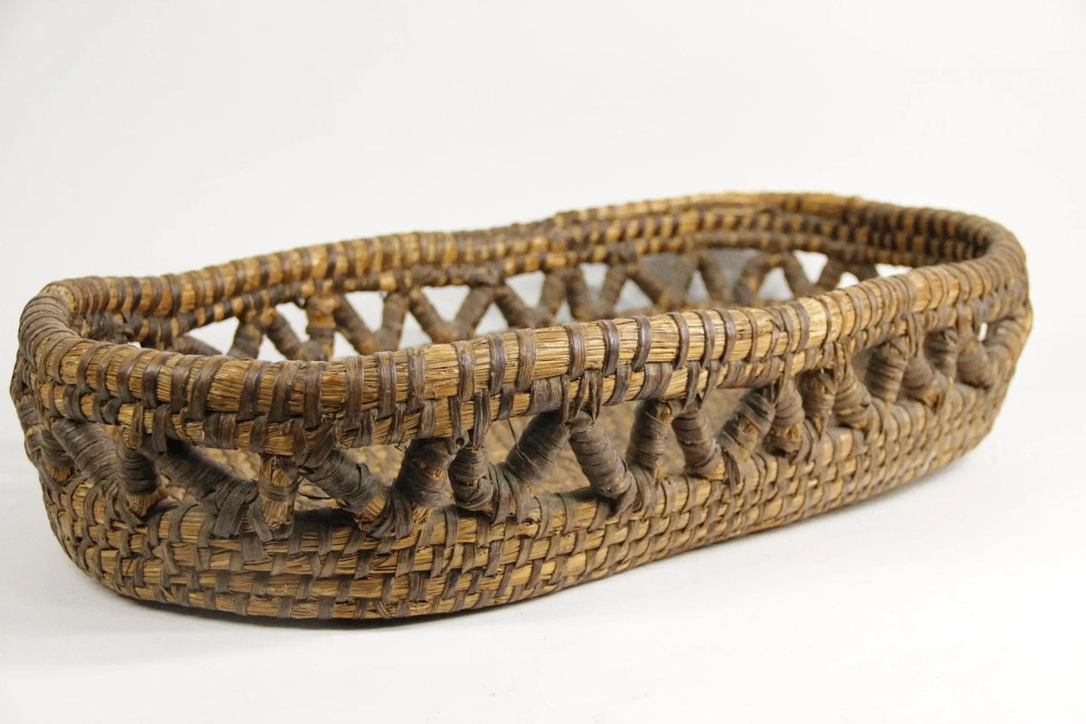 Antique French Basket | Large Woven Coiled Rye Grass Storage - Debra Hall Lifestyle