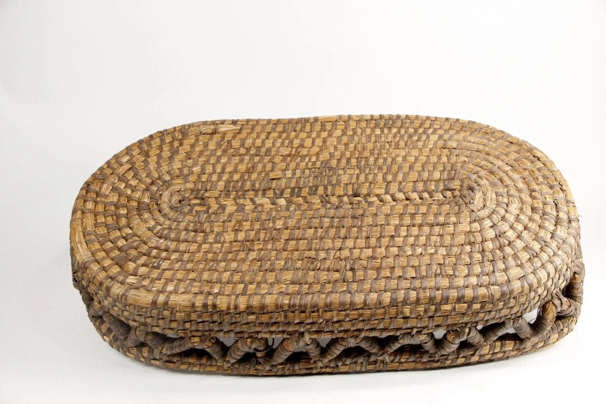 Antique French Basket | Large Woven Coiled Rye Grass Storage - Debra Hall Lifestyle