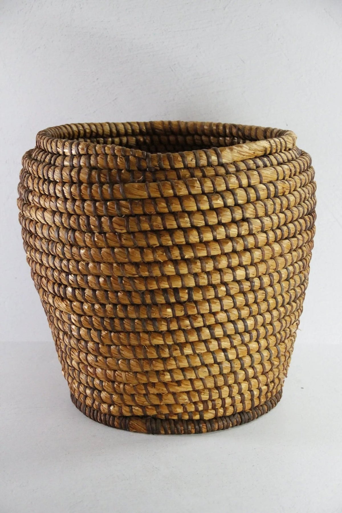 Antique French Basket | Tall Hand Coiled Rye Grain Basket - Debra Hall Lifestyle