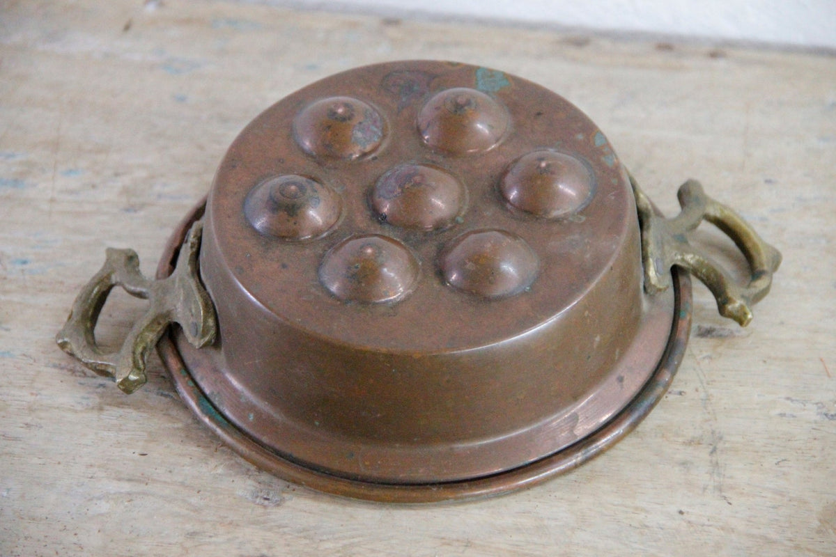 Antique French Copper Escargot Pan 7 Well Tin Lined - Debra Hall Lifestyle