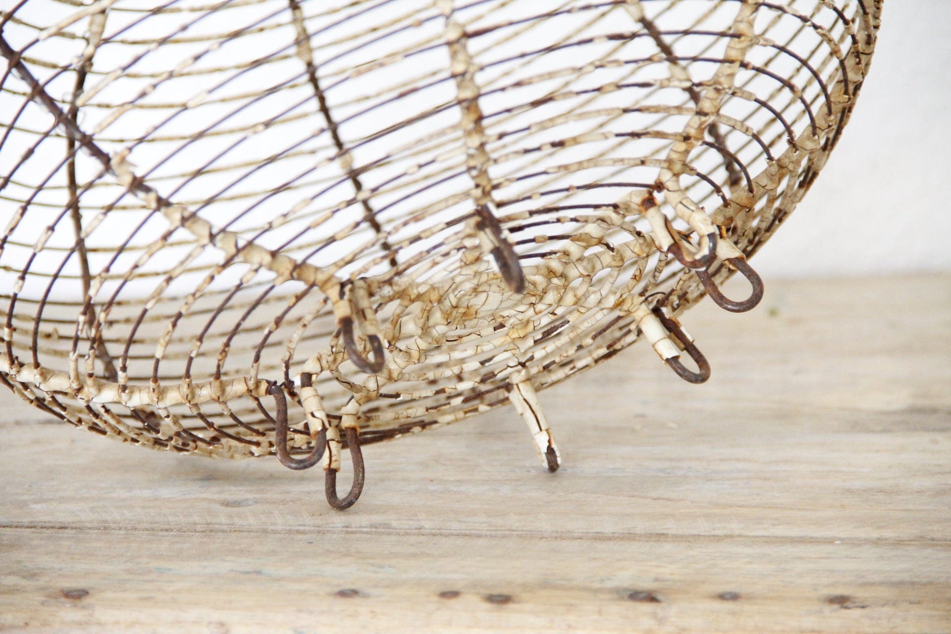 Antique French Wire Basket | White Egg Baskets feet