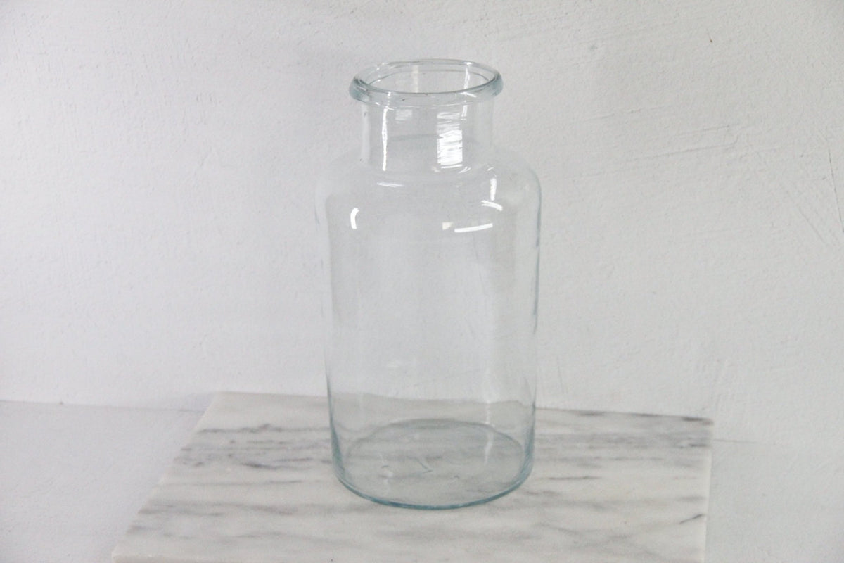 Antique French Glass Jar | Large Blue Tint Pickling Vessel - Debra Hall Lifestyle