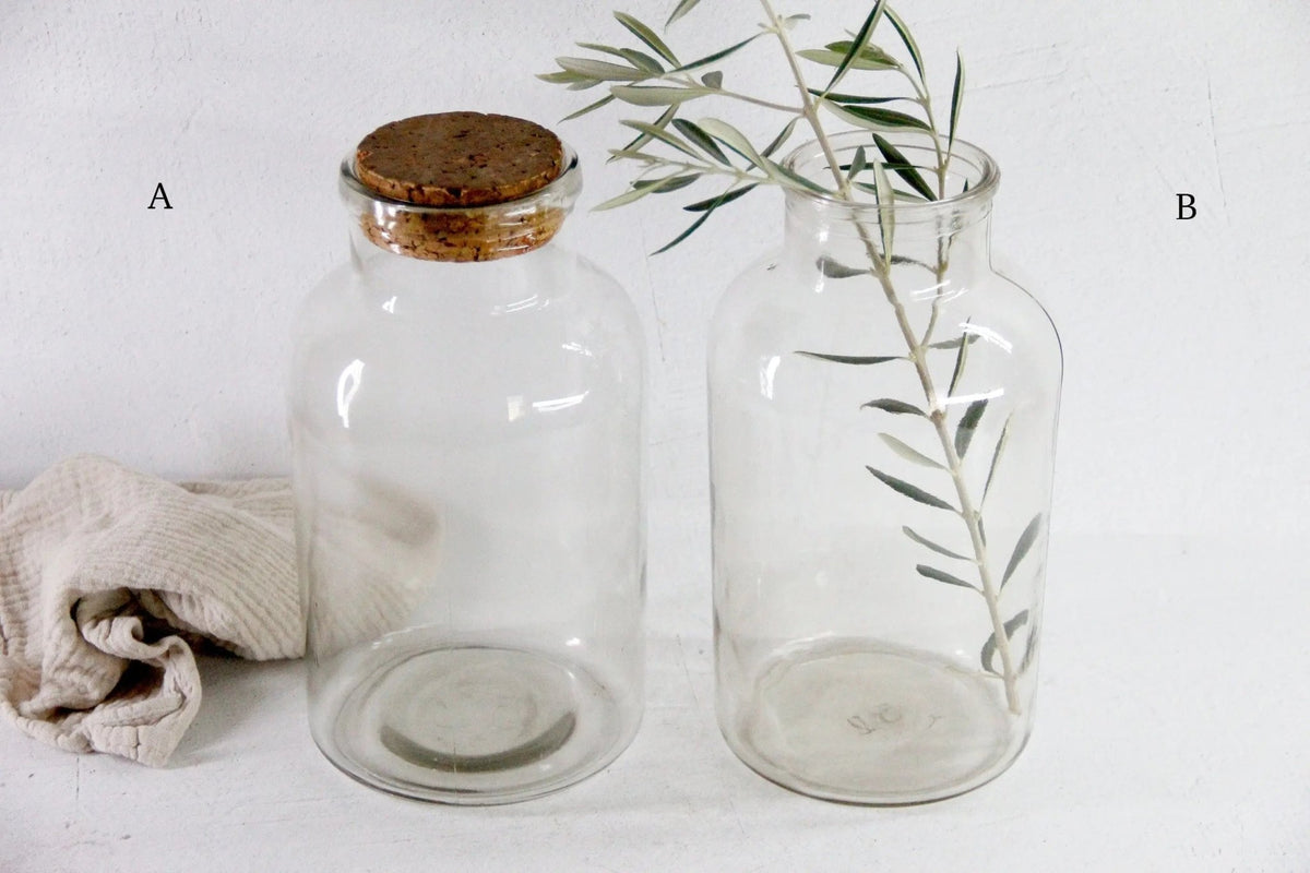 Antique French Jar Vase | Large Clear Glass Pickling/Candy Vessel - Debra Hall Lifestyle