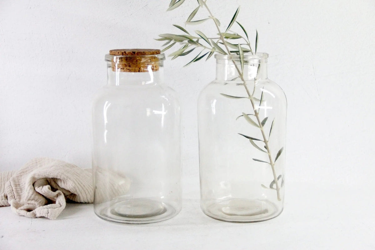 Antique French Jar Vase | Large Clear Glass Pickling/Candy Vessel - Debra Hall Lifestyle