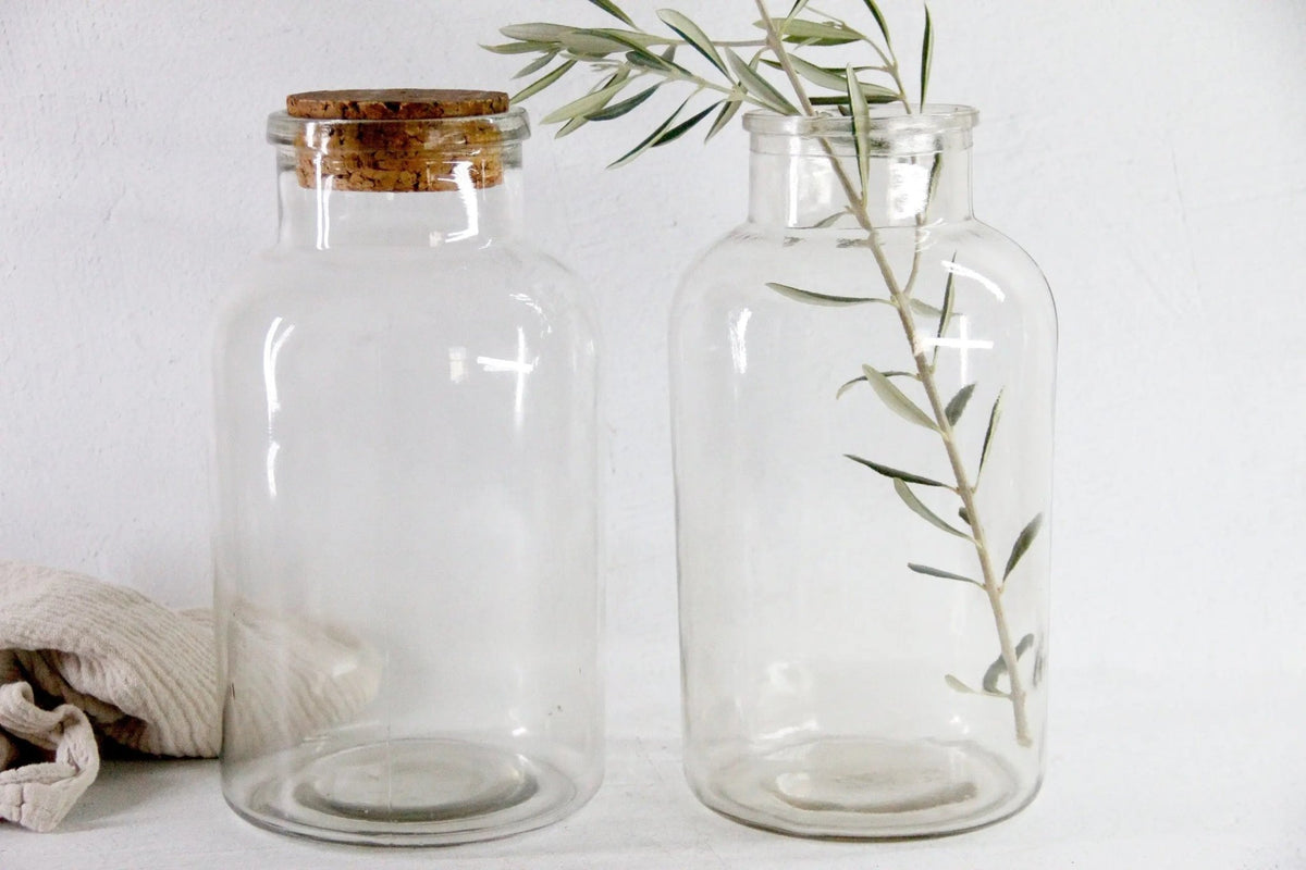 Antique French Jar Vase | Large Clear Glass Pickling/Candy Vessel - Debra Hall Lifestyle