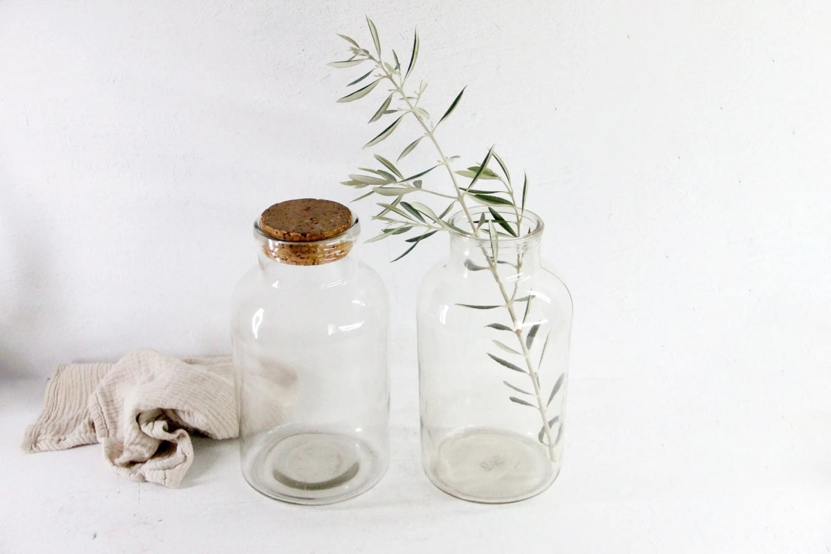 Antique French Jar Vase | Large Clear Glass Pickling/Candy Vessel - Debra Hall Lifestyle