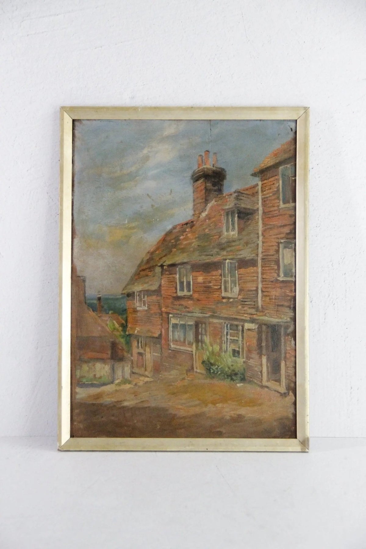 Antique French Oil Painting on Panel | Framed Village - Debra Hall Lifestyle
