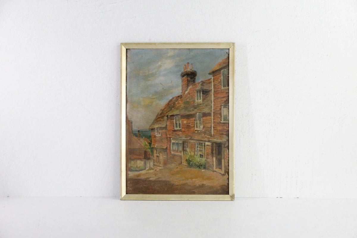 Antique French Oil Painting on Panel | Framed Village - Debra Hall Lifestyle