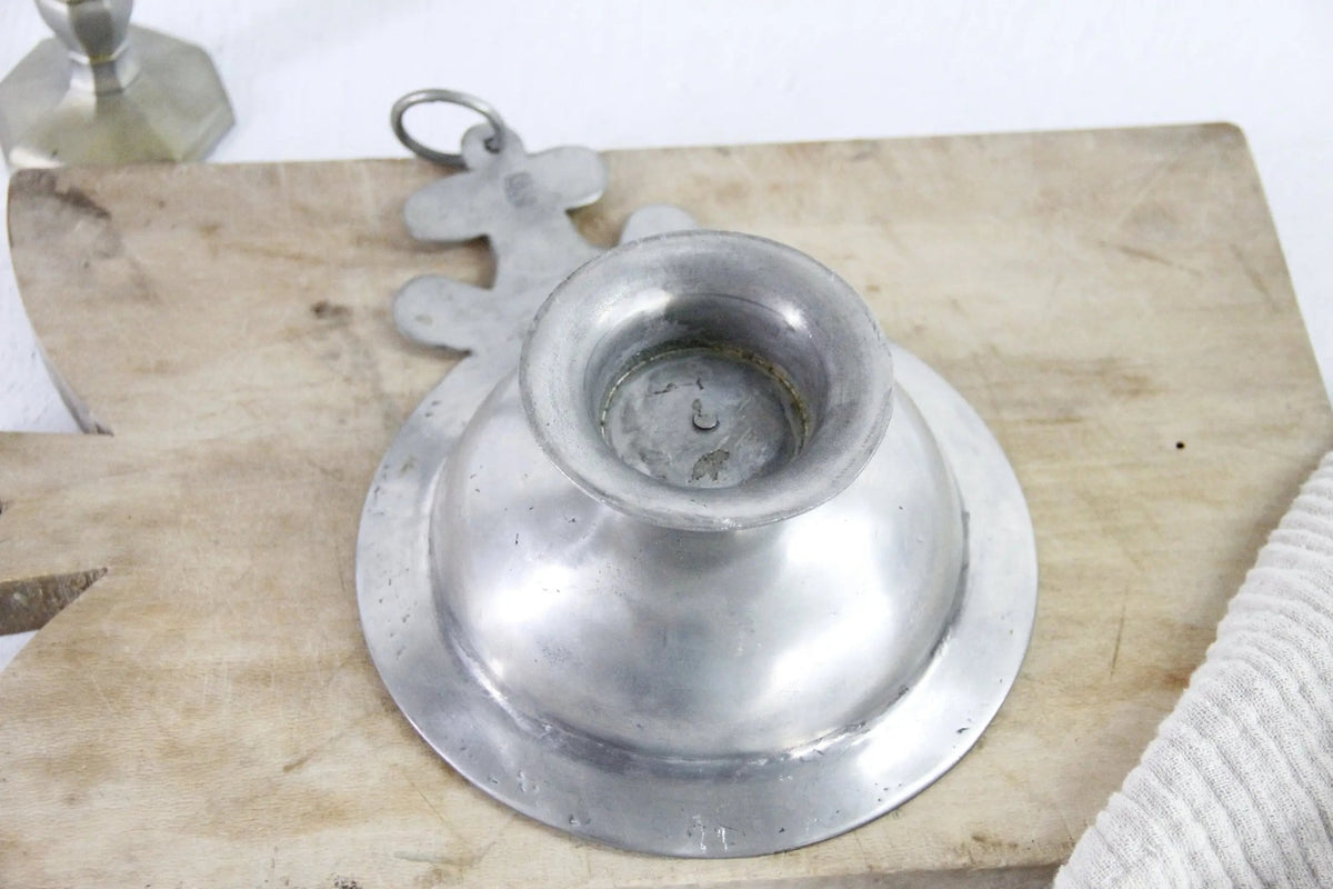 Antique French Pewter Scoop Porringer With Hang Ring | Stamped - Debra Hall Lifestyle