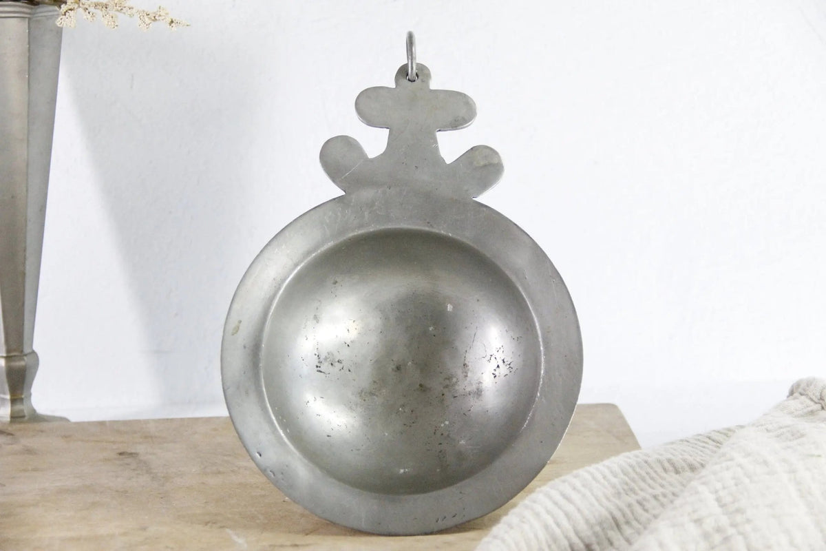 Antique French Pewter Scoop Porringer With Hang Ring | Stamped - Debra Hall Lifestyle