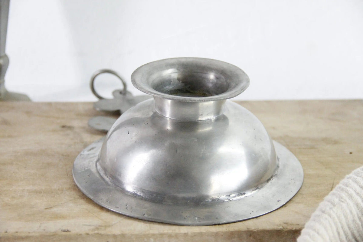 Antique French Pewter Scoop Porringer With Hang Ring | Stamped - Debra Hall Lifestyle