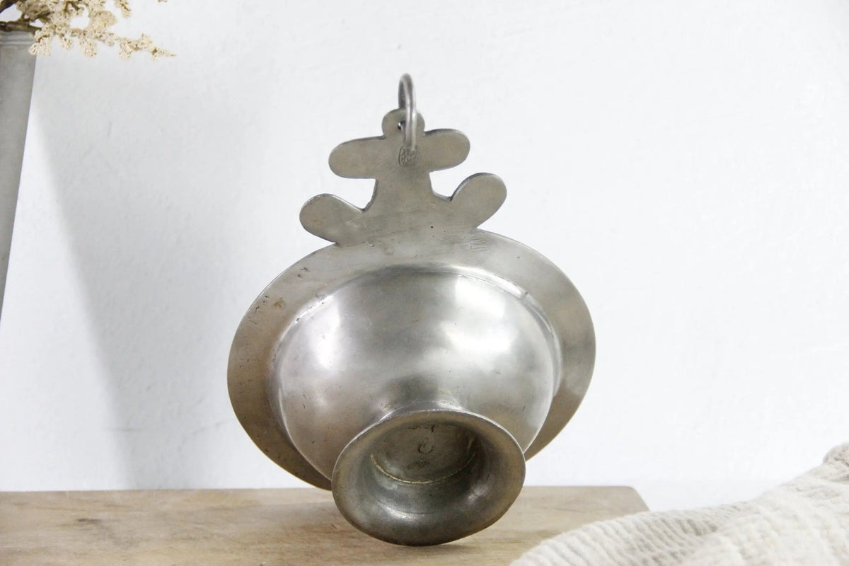 Antique French Pewter Scoop Porringer With Hang Ring | Stamped - Debra Hall Lifestyle
