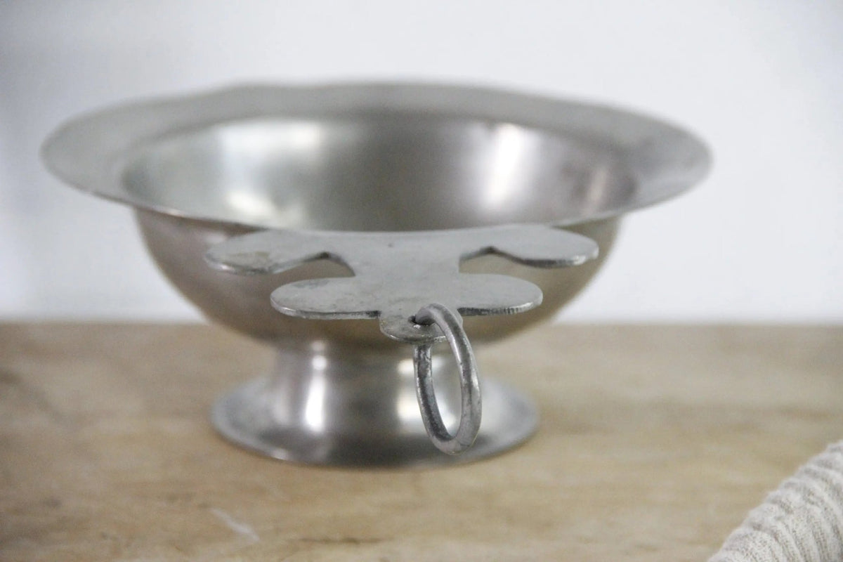 Antique French Pewter Scoop Porringer With Hang Ring | Stamped - Debra Hall Lifestyle