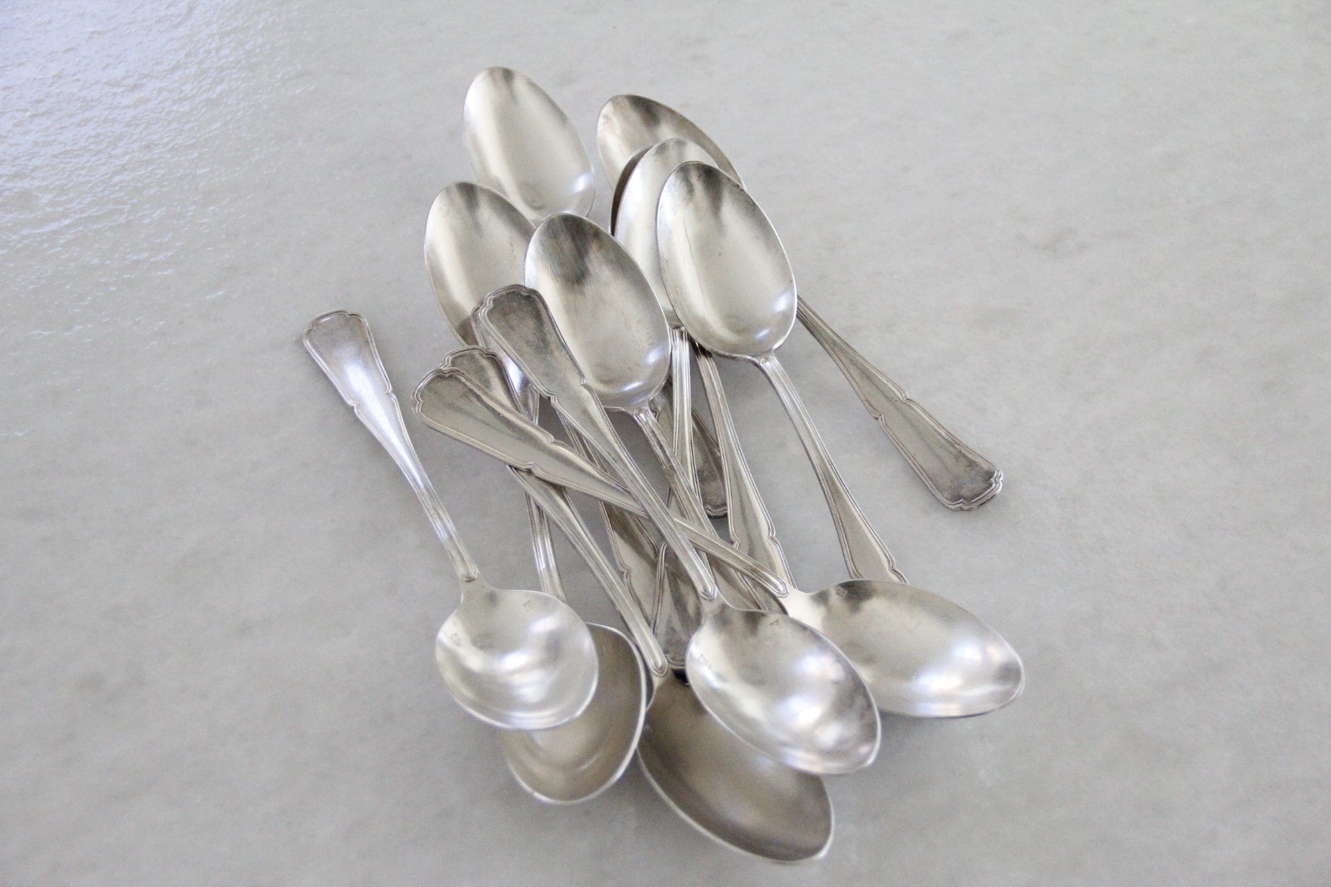 Antique French Silver Tablespoon Serving Spoon | Flatware 4 Pcs. Tableware