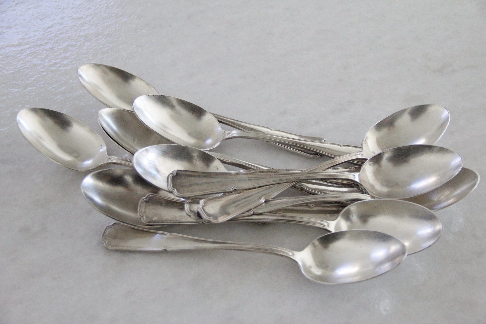 Antique French Silver Tablespoon Serving Spoon | Flatware 4 Pcs. Tableware