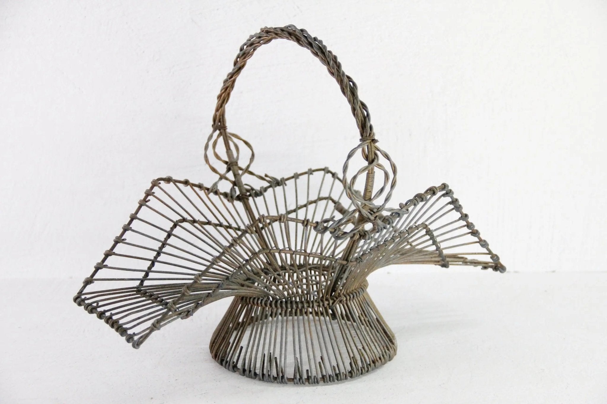 Antique French Wire Basket | Heavy Twisted Metal-Garden - Debra Hall Lifestyle