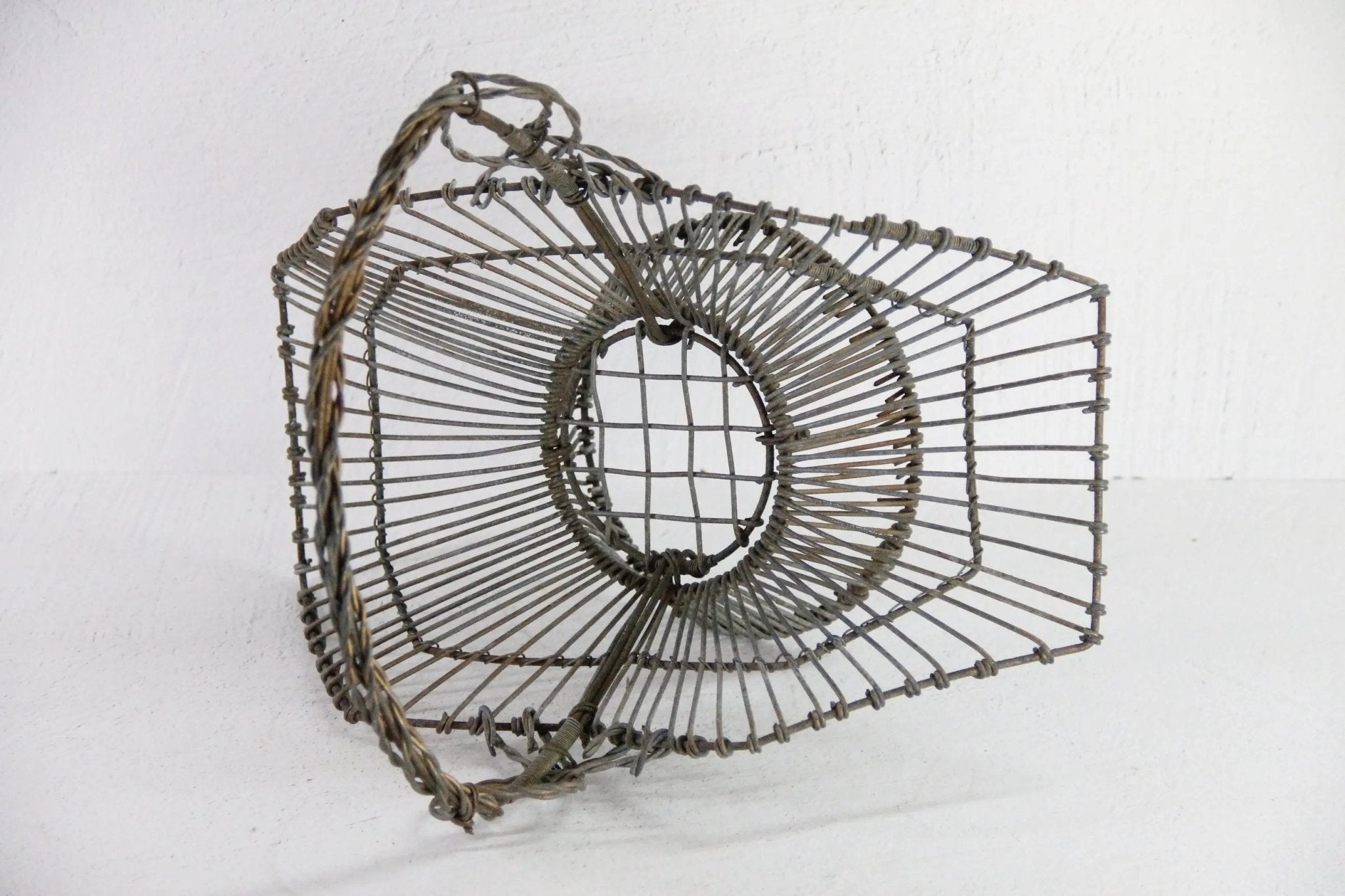 Antique French Wire Basket | Heavy Twisted Metal-Garden - Debra Hall Lifestyle