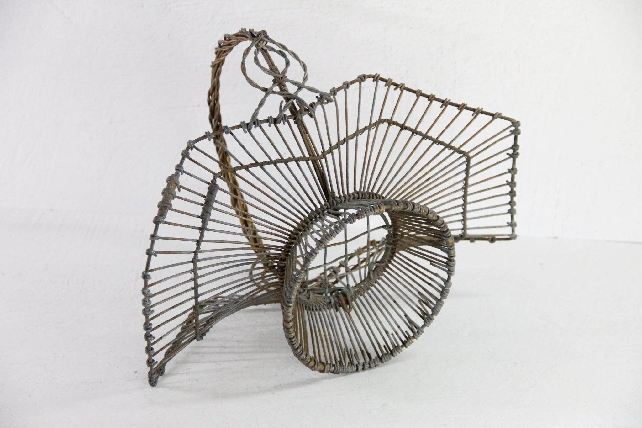 Antique French Wire Basket | Heavy Twisted Metal-Garden - Debra Hall Lifestyle