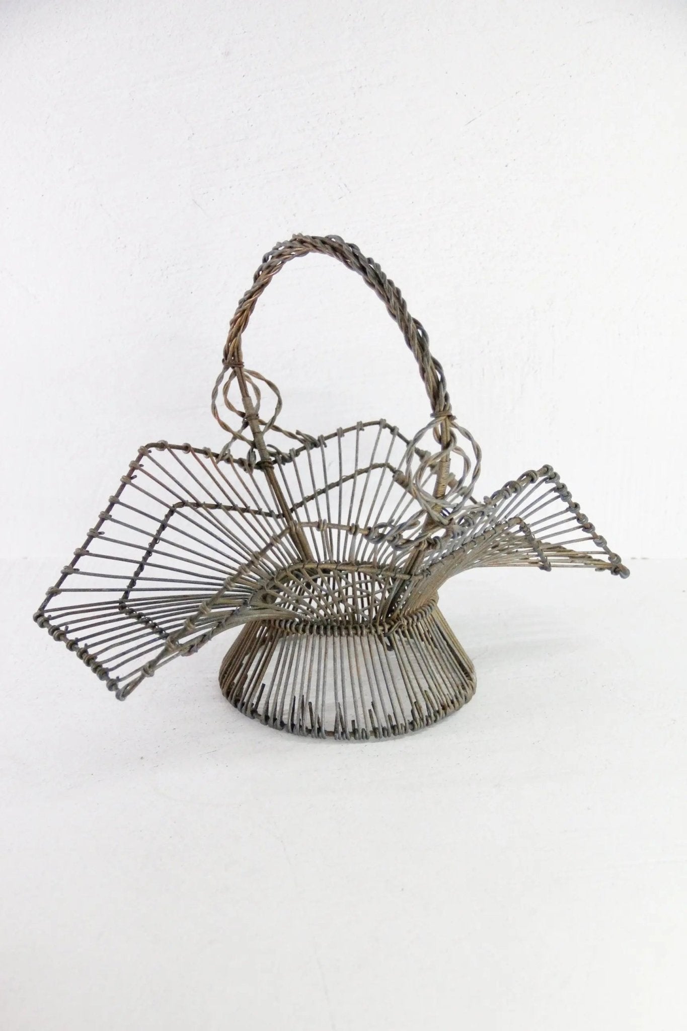 Antique French Wire Basket | Heavy Twisted Metal-Garden - Debra Hall Lifestyle