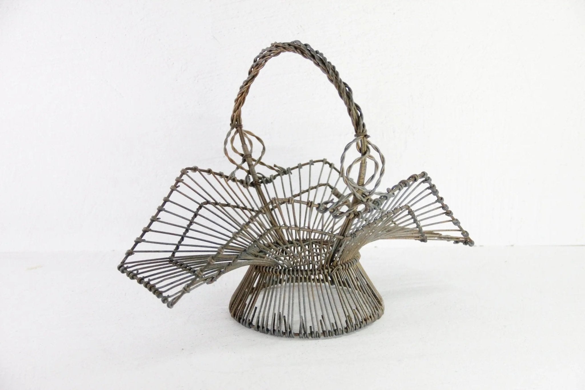 Antique French Wire Basket | Heavy Twisted Metal-Garden - Debra Hall Lifestyle