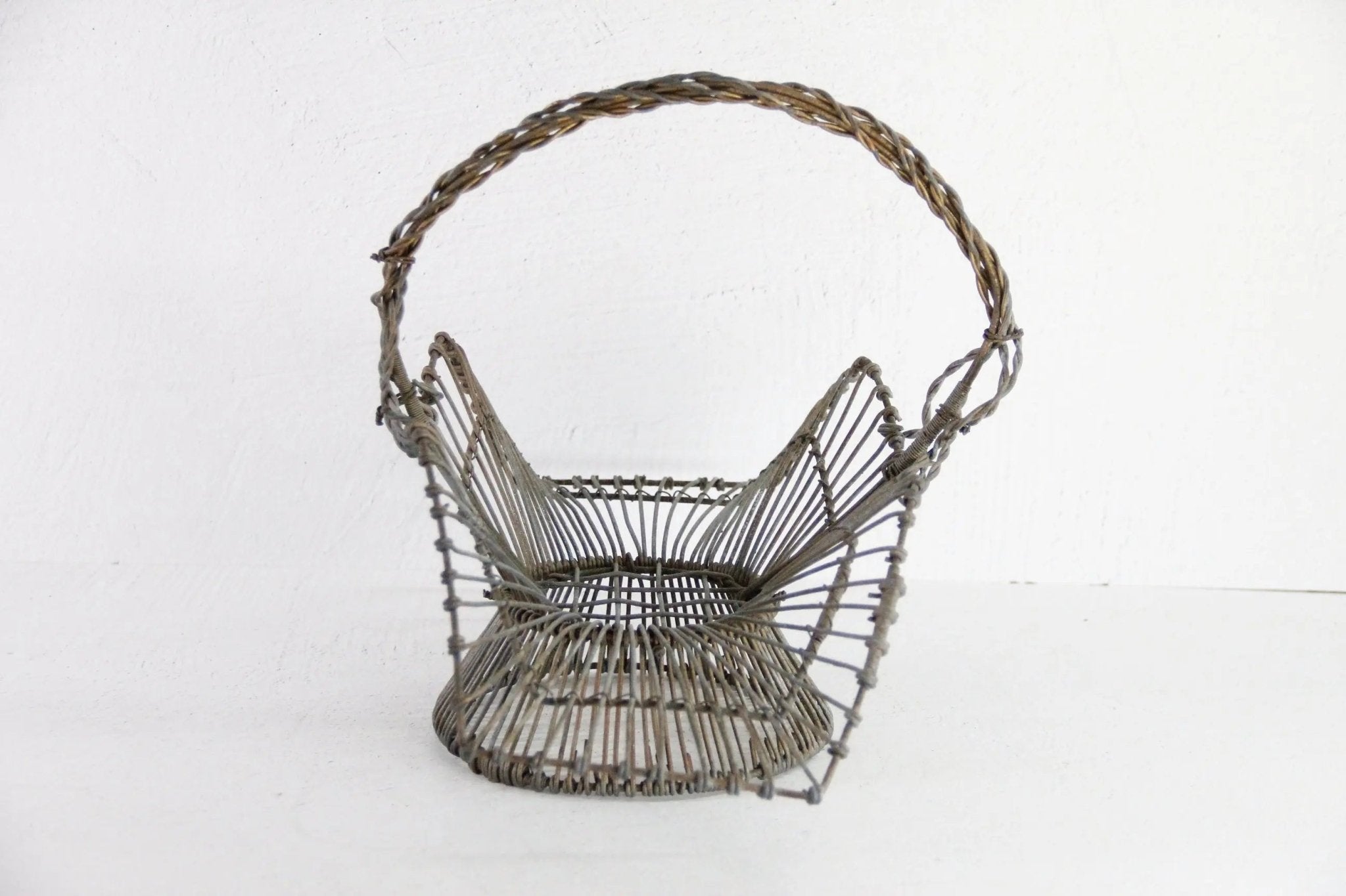 Antique French Wire Basket | Heavy Twisted Metal-Garden - Debra Hall Lifestyle
