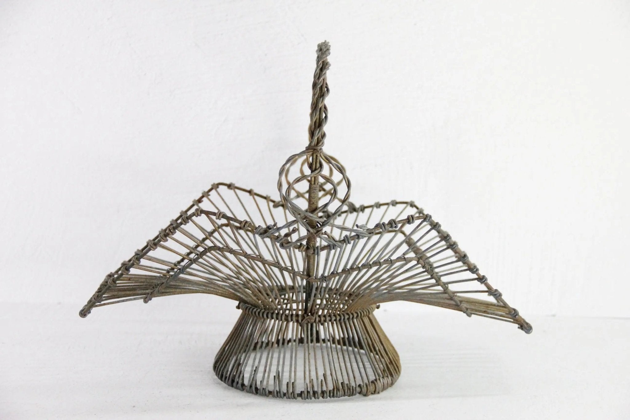 Antique French Wire Basket | Heavy Twisted Metal-Garden - Debra Hall Lifestyle