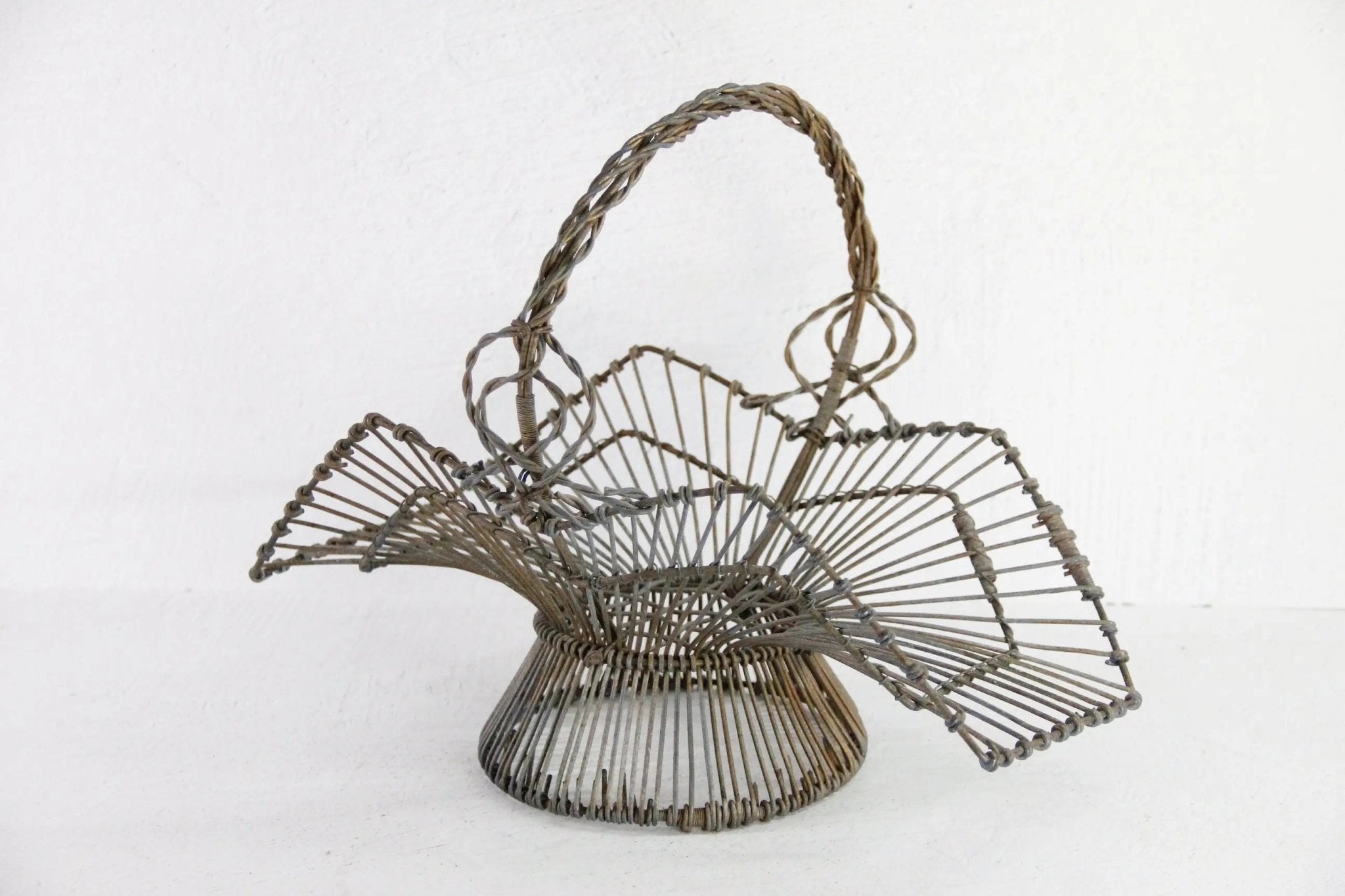 Antique French Wire Basket | Heavy Twisted Metal-Garden - Debra Hall Lifestyle