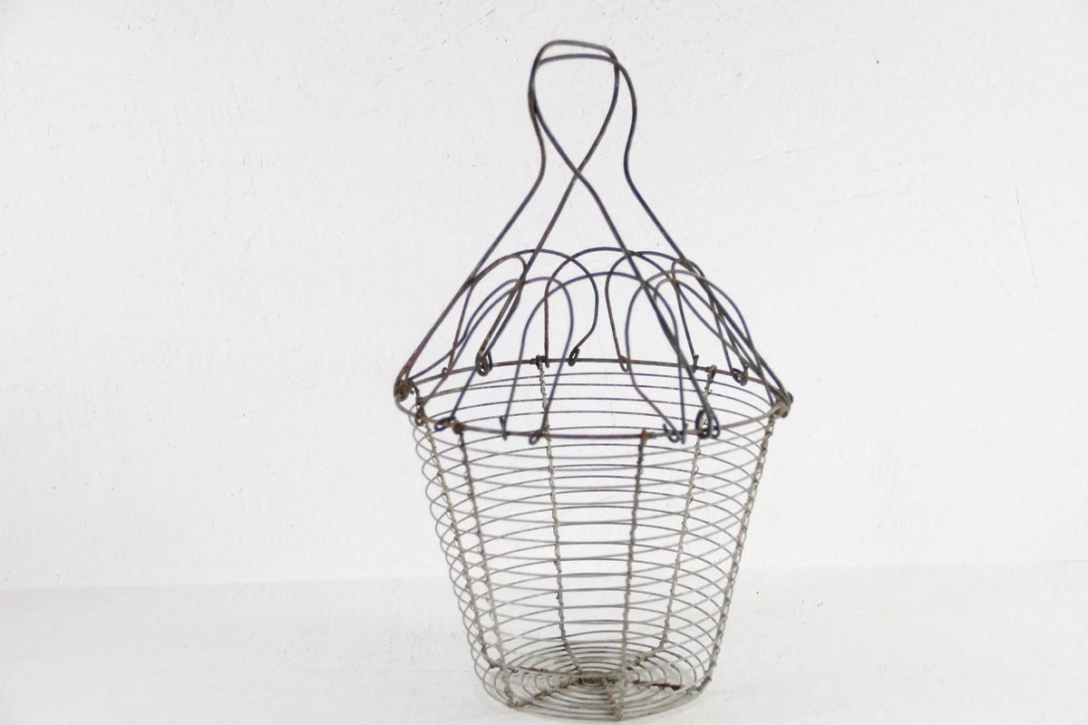 Antique French Wire Egg Basket | Collapsable with Handle - Debra Hall Lifestyle