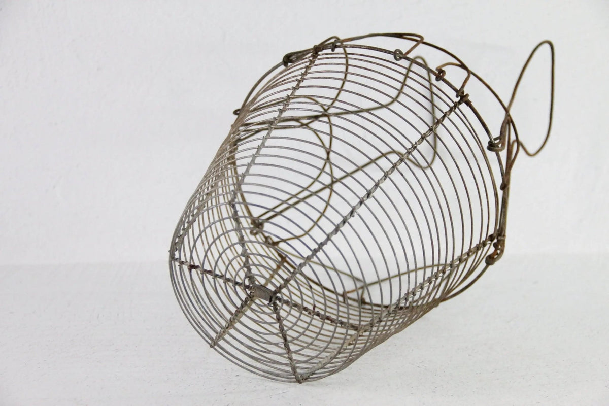 Antique French Wire Egg Basket | Collapsable with Handle - Debra Hall Lifestyle