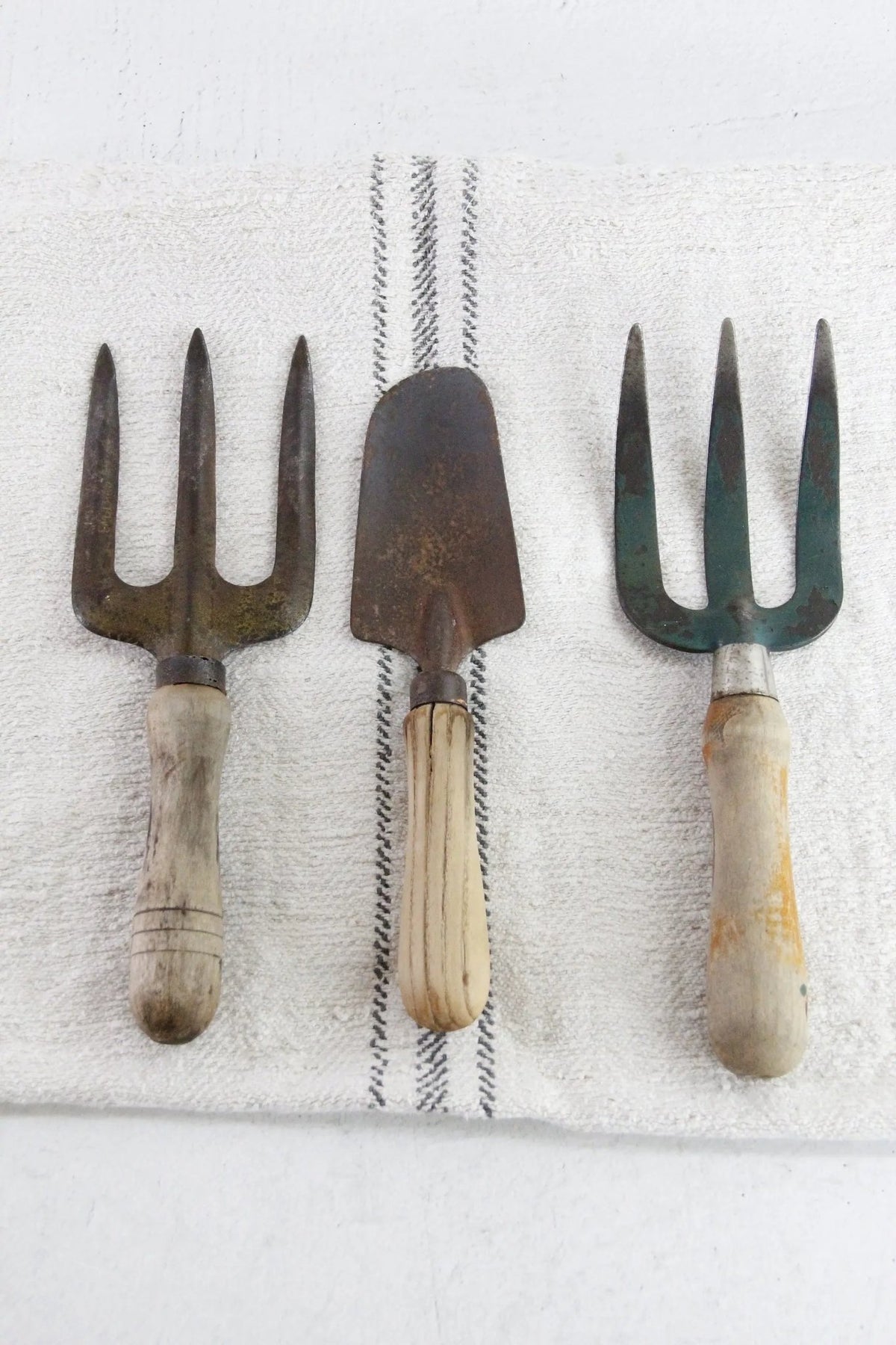 Antique Garden Tools | Assorted European Hand Forks & Trowel - Debra Hall Lifestyle