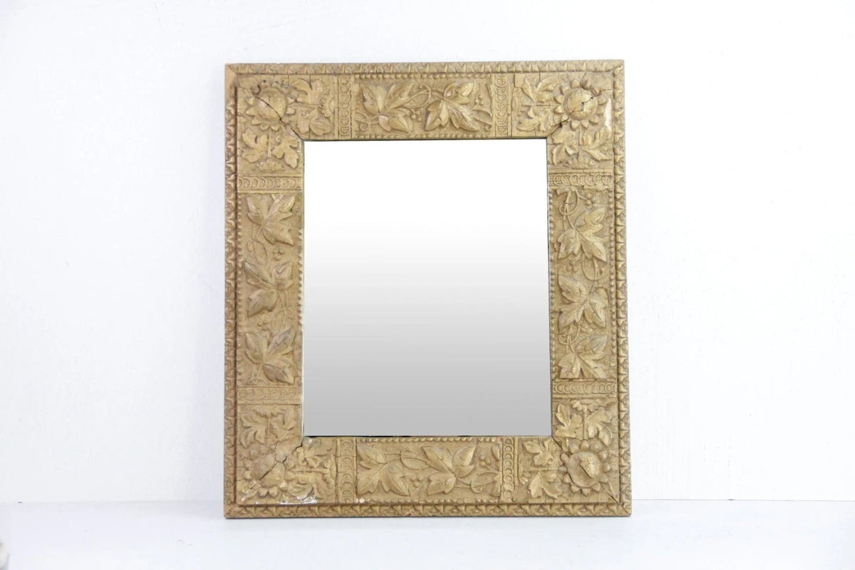 Antique Giltwood Mirror | Gold Gilt Gesso Relief - Debra Hall Lifestyle