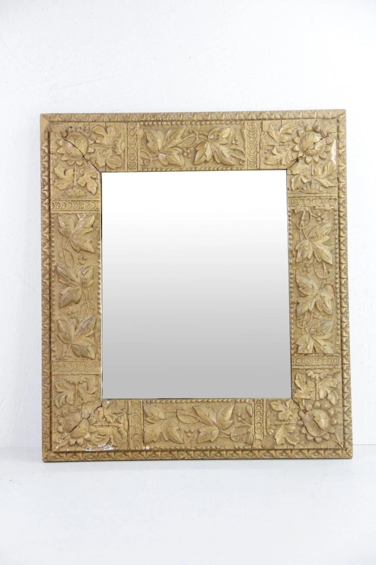 Antique Giltwood Mirror | Gold Gilt Gesso Relief - Debra Hall Lifestyle