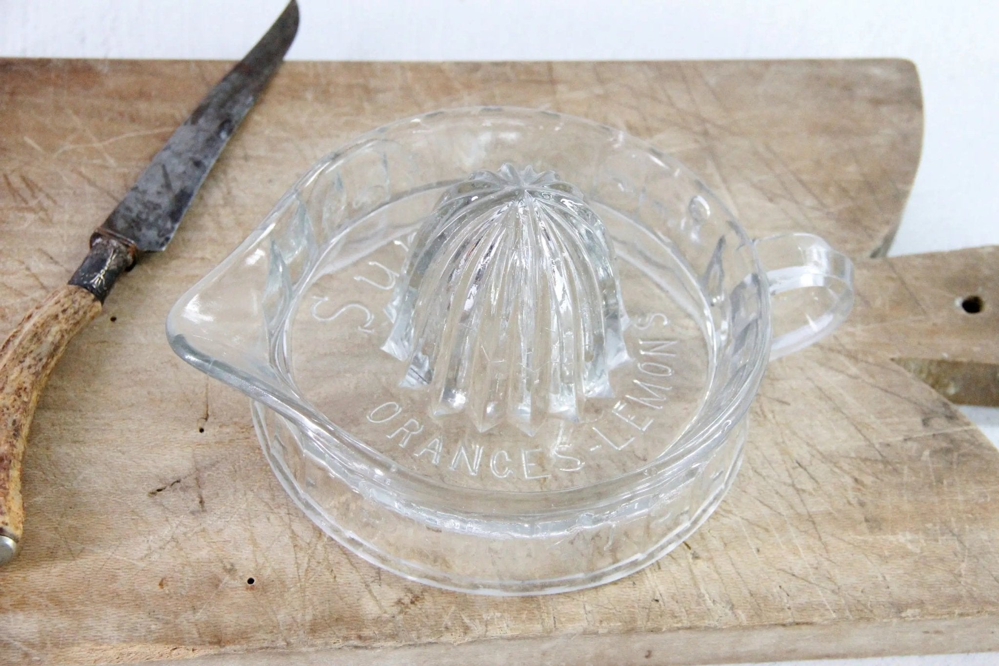 Antique Glass Juicer Sunkist Clear Hand Reamer| Large - Debra Hall Lifestyle