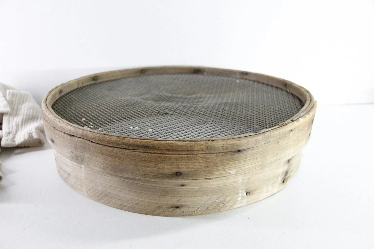 Antique Grain Sifter | French Bentwood Flour Sieve XL - Debra Hall Lifestyle