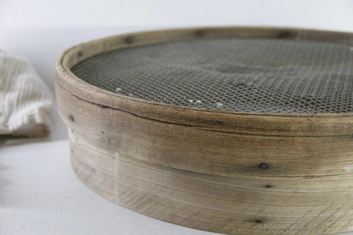 Antique Grain Sifter | French Bentwood Flour Sieve XL - Debra Hall Lifestyle