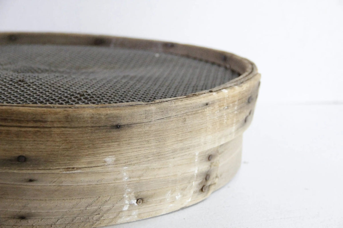 Antique Grain Sifter | French Bentwood Flour Sieve XL - Debra Hall Lifestyle