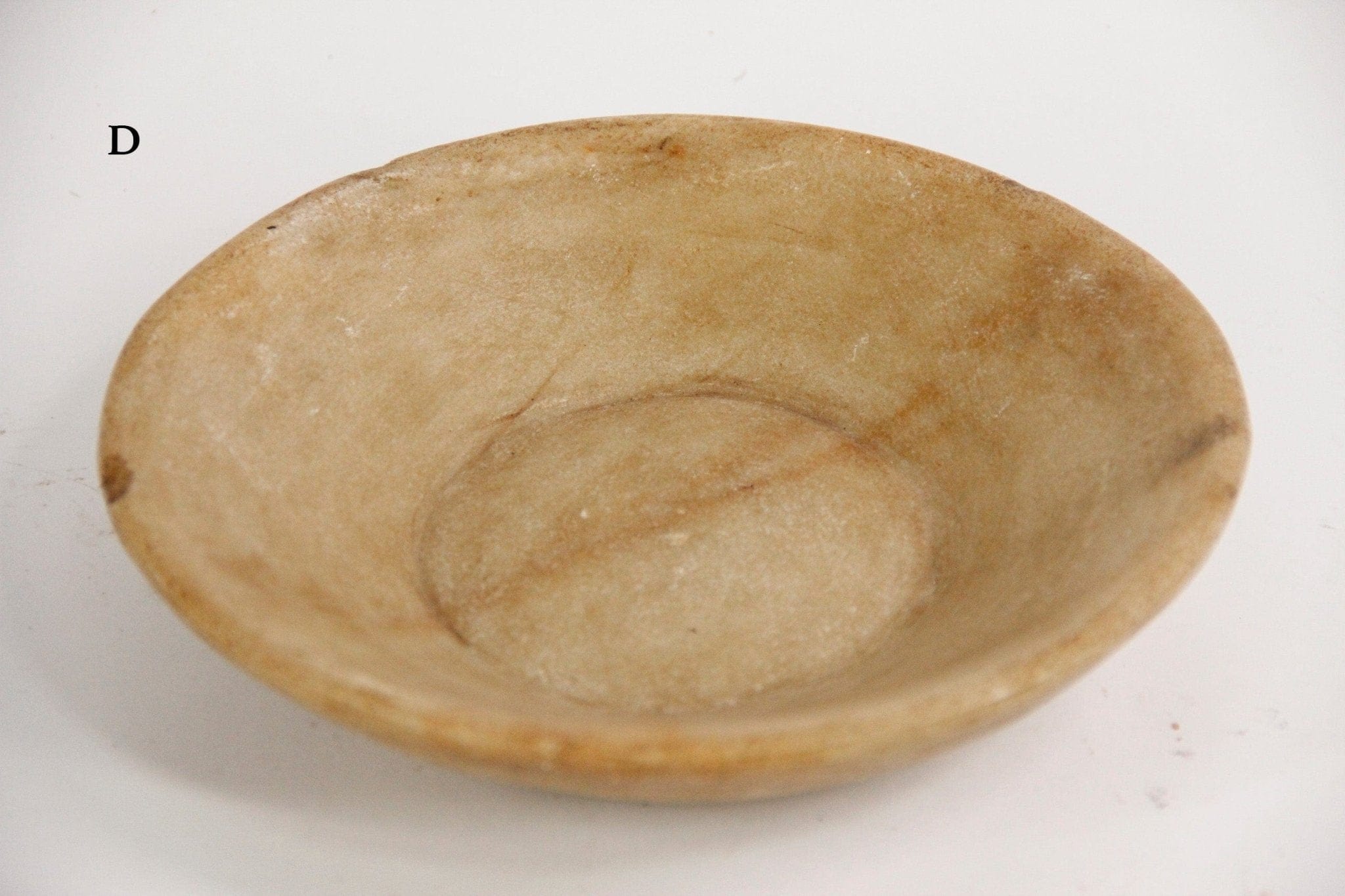 Antique Hand Carved Limestone Bowl | Low Round Bowl