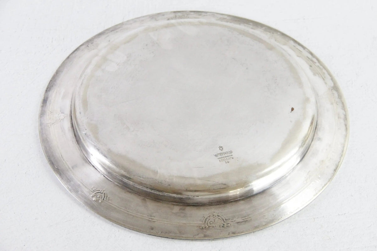 Antique Hotel Silver Tray | Large Round Barware Gallery - Debra Hall Lifestyle