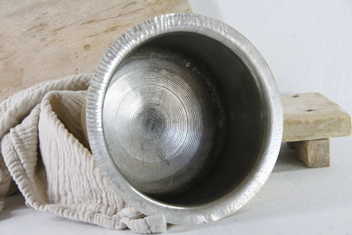 Antique Indian Brass Cook Pot Hand Made Vessel - Debra Hall Lifestyle