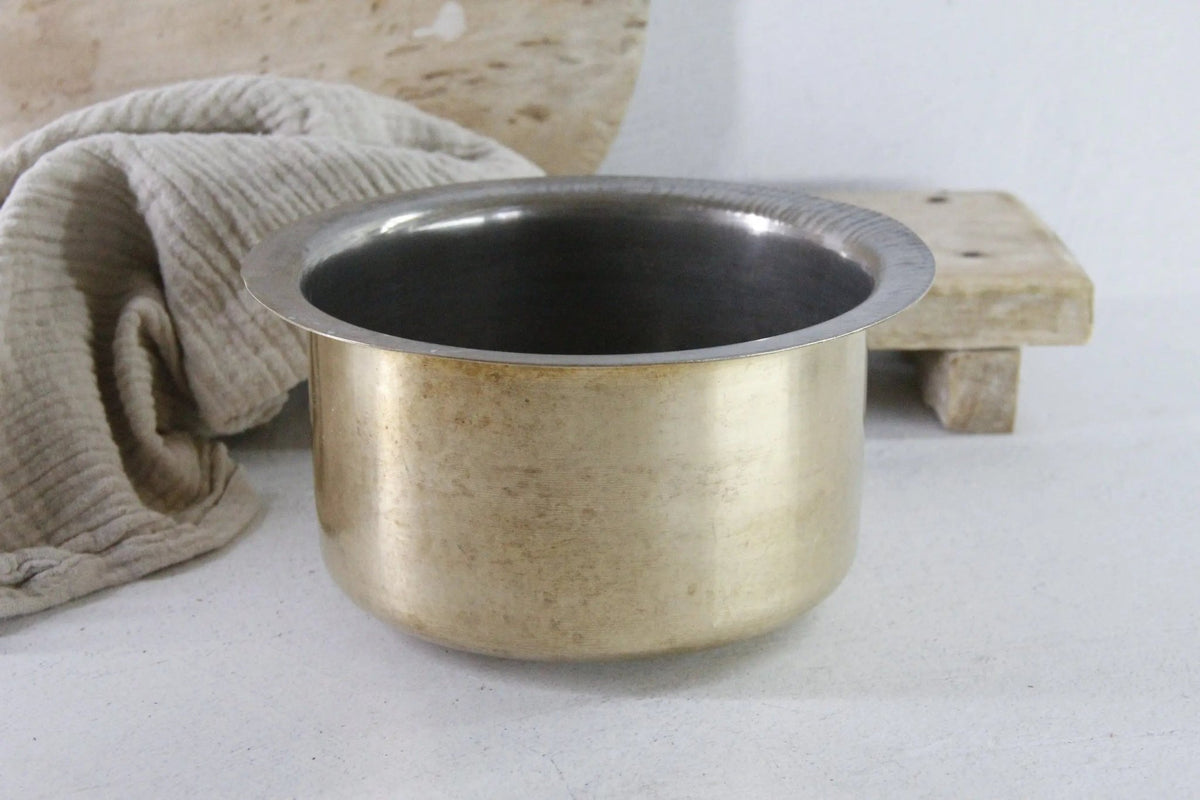 Antique Indian Brass Cook Pot Hand Made Vessel - Debra Hall Lifestyle