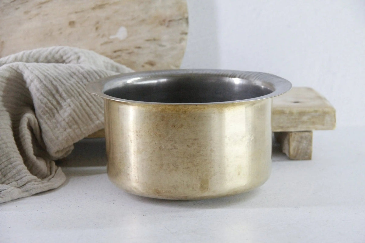 Antique Indian Brass Cook Pot Hand Made Vessel - Debra Hall Lifestyle