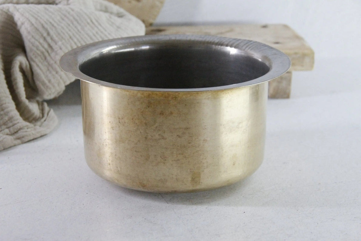 Antique Indian Brass Cook Pot Hand Made Vessel - Debra Hall Lifestyle